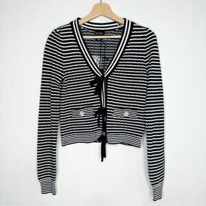 Nicole Miller Black and White Knit Cardigan XS